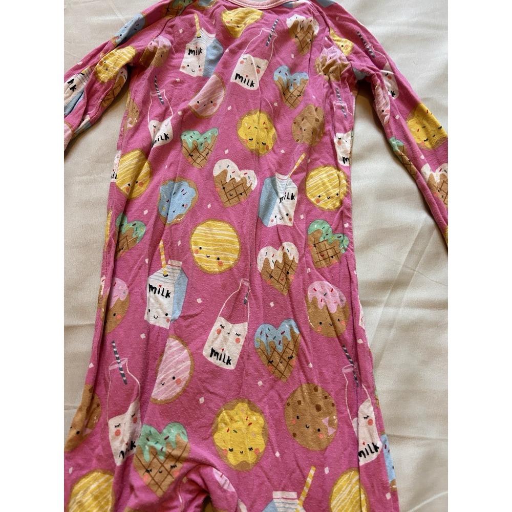 Little Sleepies Zippy 12-18 Months Pajamas Long Sleeve Bamboo Pink Milk Cookies - Picture 4 of 4